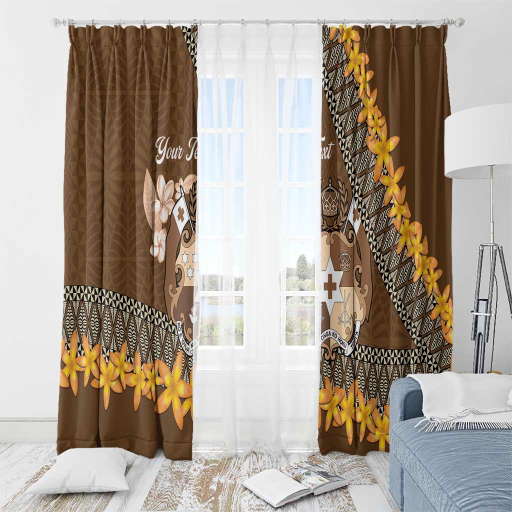 Personalised Tonga Language Week Window Curtain Malo e Lelei Tongan Ngatu Pattern - Brown LT14 - Polynesian Pride