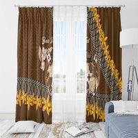 Personalised Tonga Language Week Window Curtain Malo e Lelei Tongan Ngatu Pattern - Brown LT14 - Polynesian Pride
