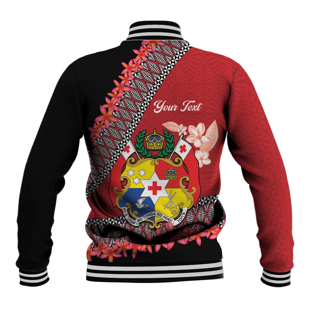 Personalised Tonga Language Week Baseball Jacket Malo e Lelei Tongan Ngatu Pattern - Red LT14 - Polynesian Pride