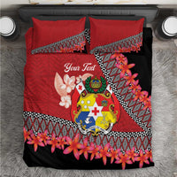 Personalised Tonga Language Week Bedding Set Malo e Lelei Tongan Ngatu Pattern - Red LT14 Red - Polynesian Pride