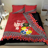 Personalised Tonga Language Week Bedding Set Malo e Lelei Tongan Ngatu Pattern - Red LT14 - Polynesian Pride