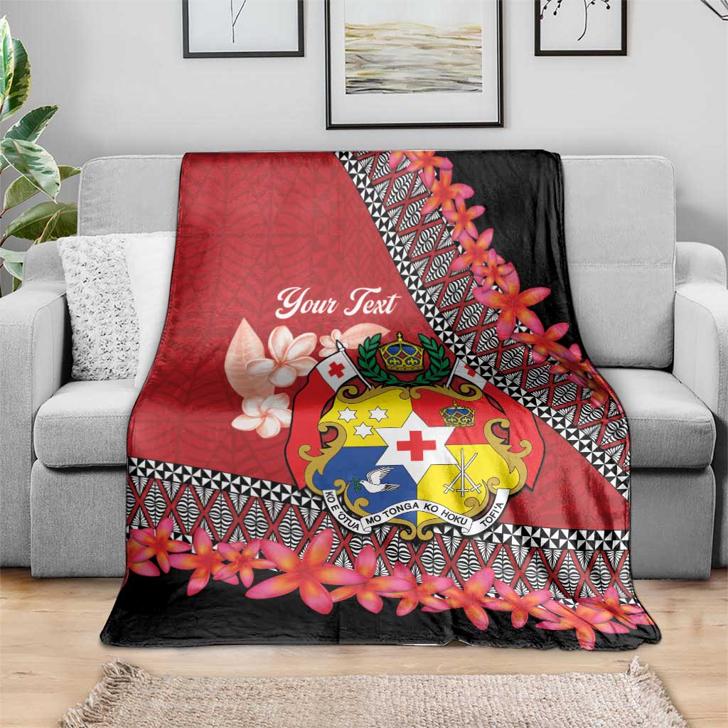 Personalised Tonga Language Week Blanket Malo e Lelei Tongan Ngatu Pattern - Red LT14 - Polynesian Pride