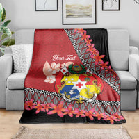 Personalised Tonga Language Week Blanket Malo e Lelei Tongan Ngatu Pattern - Red LT14 - Polynesian Pride