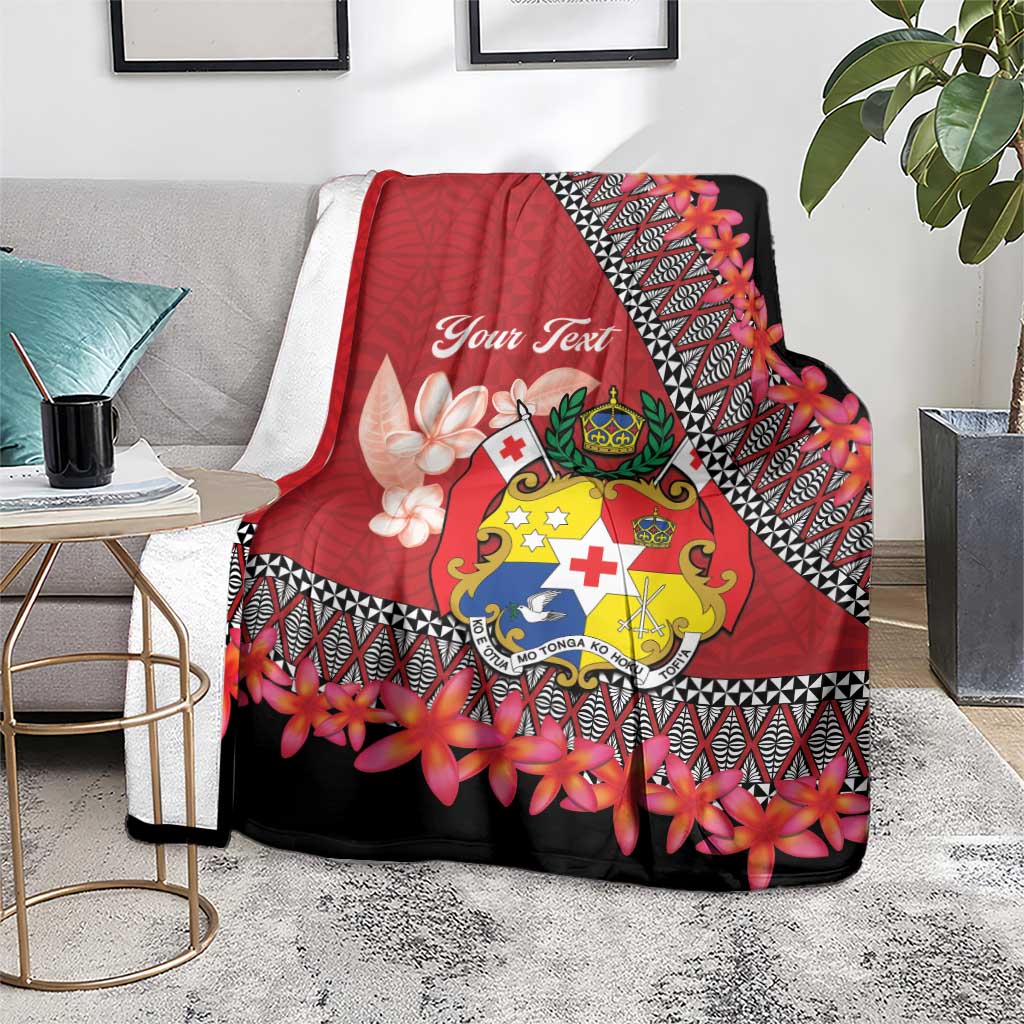 Personalised Tonga Language Week Blanket Malo e Lelei Tongan Ngatu Pattern - Red LT14 - Polynesian Pride
