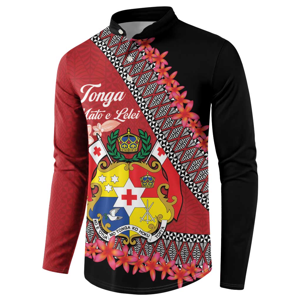 Personalised Tonga Language Week Button Sweatshirt Malo e Lelei Tongan Ngatu Pattern - Red LT14 - Polynesian Pride