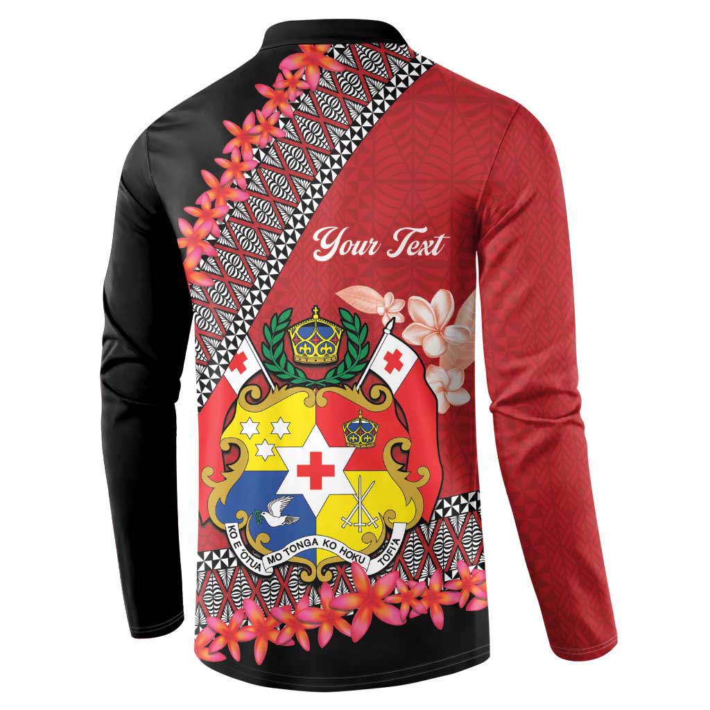 Personalised Tonga Language Week Button Sweatshirt Malo e Lelei Tongan Ngatu Pattern - Red LT14 - Polynesian Pride