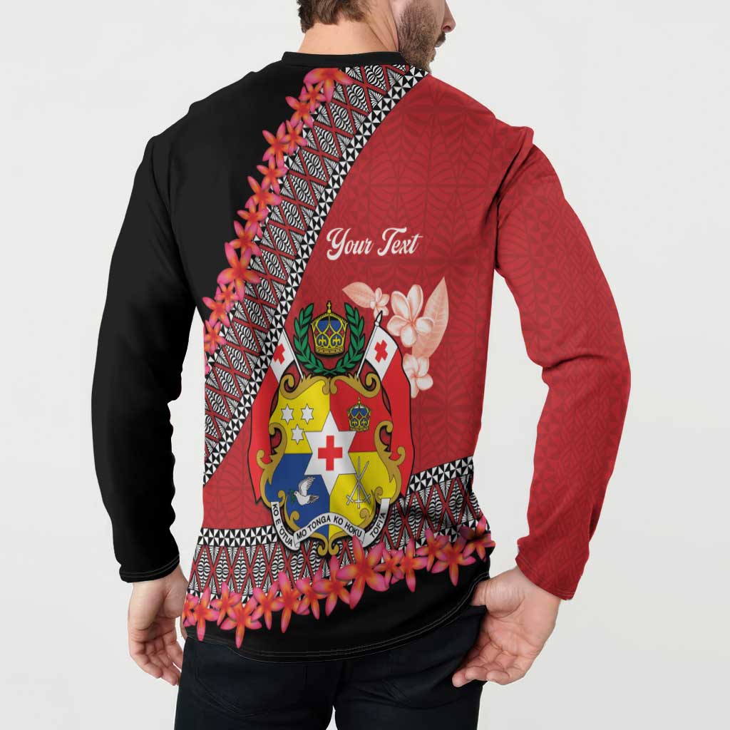 Personalised Tonga Language Week Button Sweatshirt Malo e Lelei Tongan Ngatu Pattern - Red LT14 - Polynesian Pride