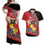 Personalised Tonga Language Week Couples Matching Off Shoulder Maxi Dress and Hawaiian Shirt Malo e Lelei Tongan Ngatu Pattern - Red