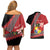 Personalised Tonga Language Week Couples Matching Off Shoulder Short Dress and Hawaiian Shirt Malo e Lelei Tongan Ngatu Pattern - Red