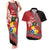 Personalised Tonga Language Week Couples Matching Tank Maxi Dress and Hawaiian Shirt Malo e Lelei Tongan Ngatu Pattern - Red