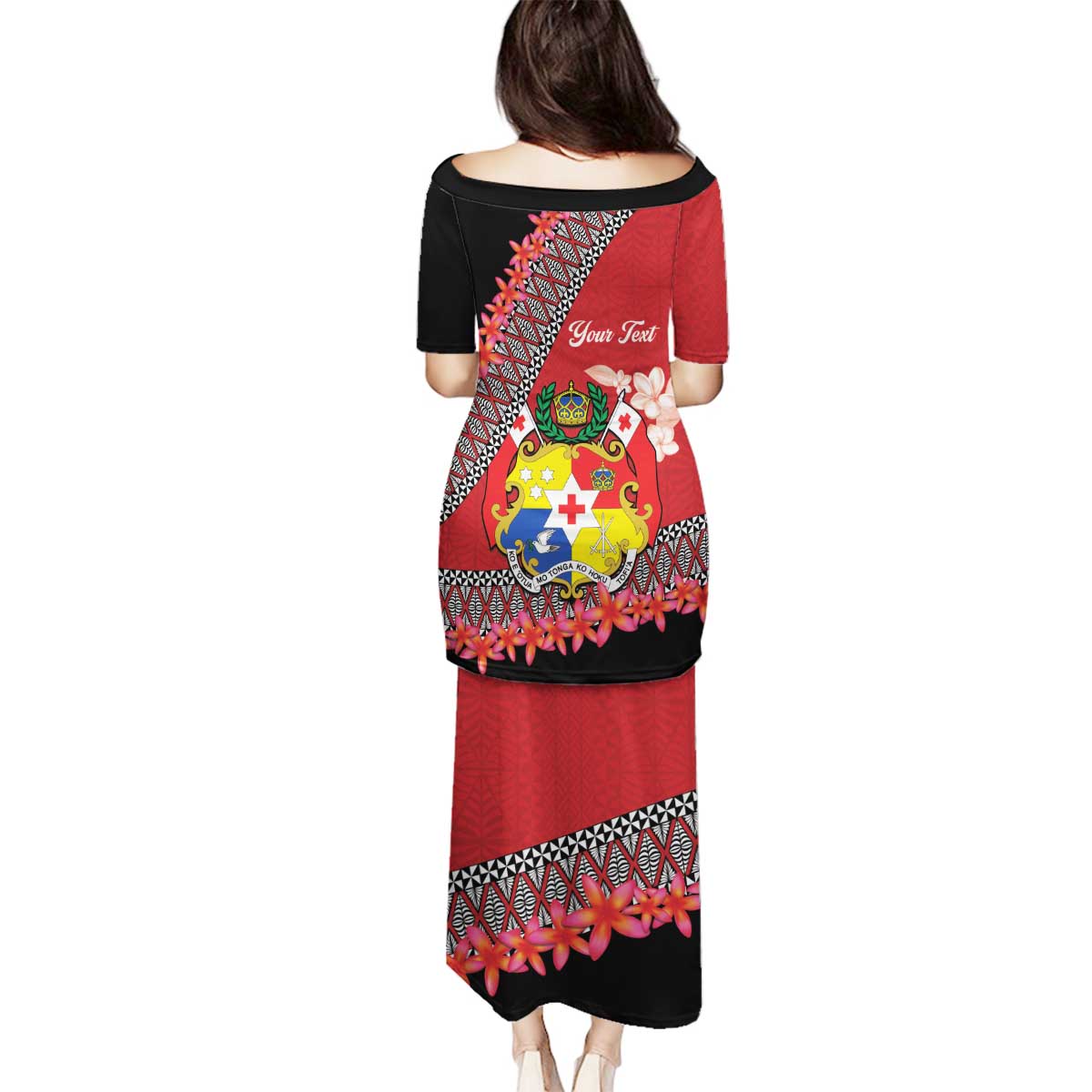 Personalised Tonga Language Week Family Matching Puletasi and Hawaiian Shirt Malo e Lelei Tongan Ngatu Pattern - Red LT14 - Polynesian Pride