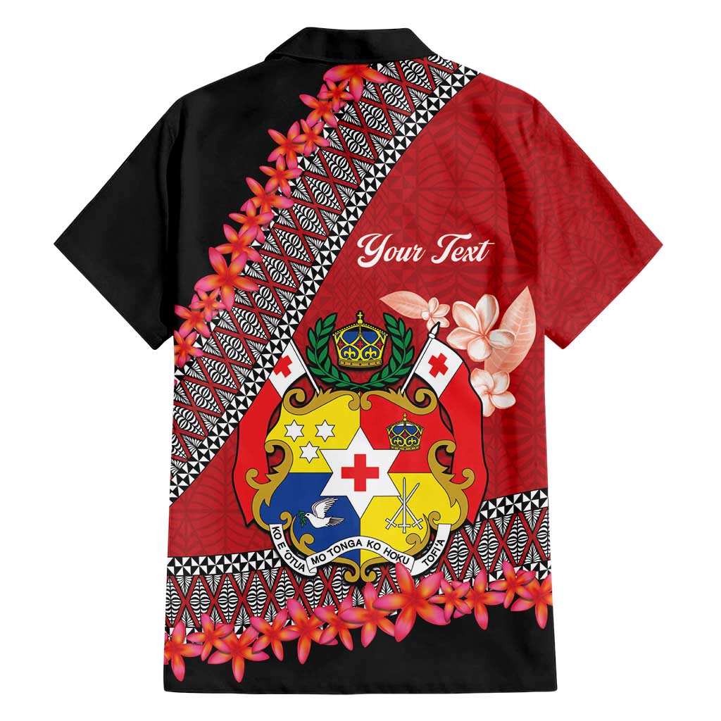 Personalised Tonga Language Week Family Matching Short Sleeve Bodycon Dress and Hawaiian Shirt Malo e Lelei Tongan Ngatu Pattern - Red