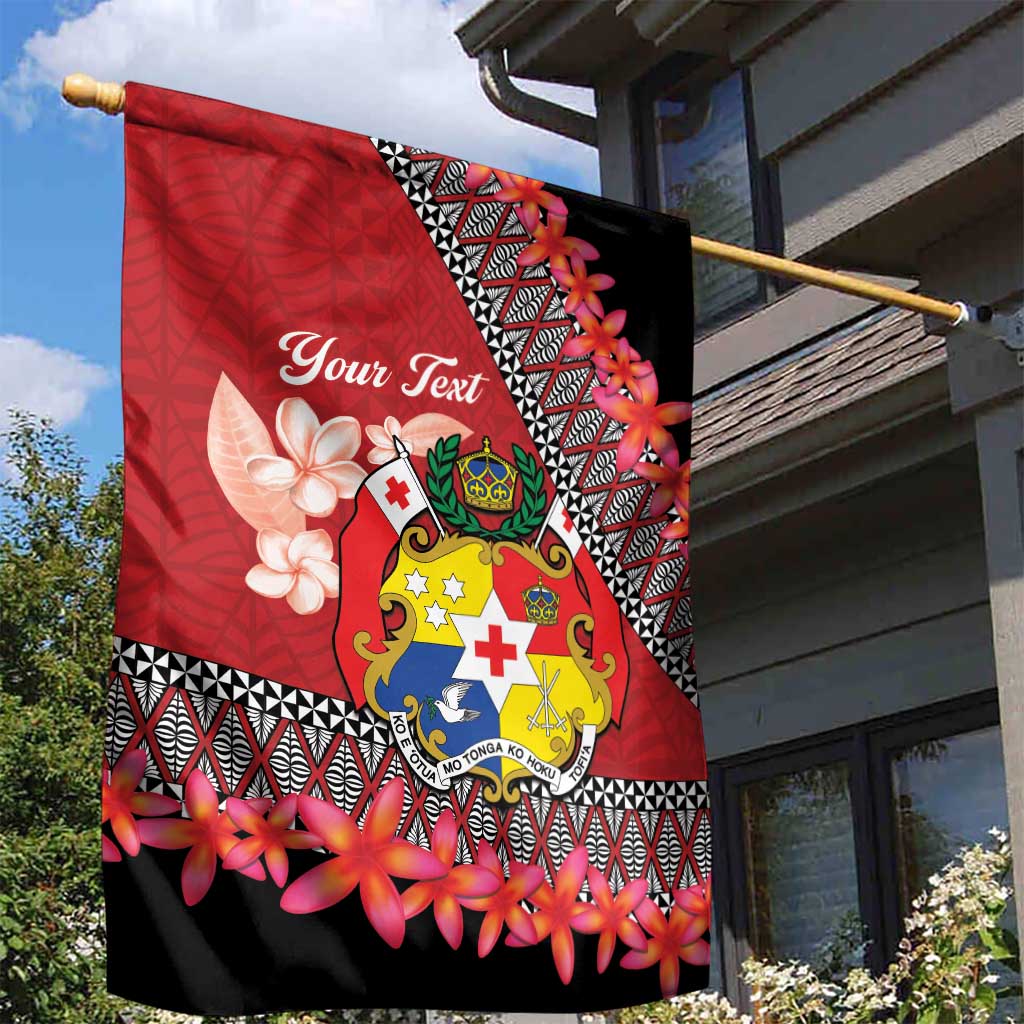Personalised Tonga Language Week Garden Flag Malo e Lelei Tongan Ngatu Pattern - Red LT14 - Polynesian Pride
