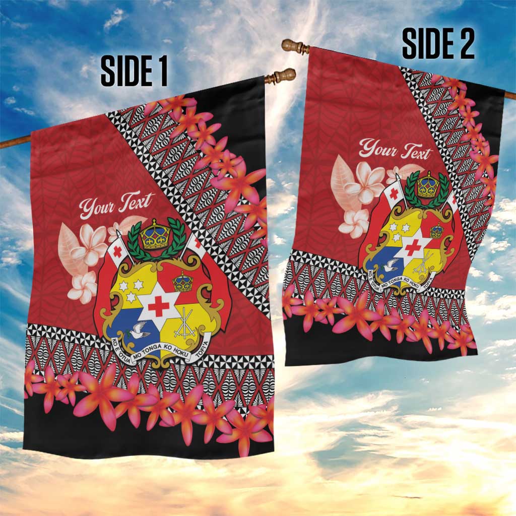 Personalised Tonga Language Week Garden Flag Malo e Lelei Tongan Ngatu Pattern - Red LT14 - Polynesian Pride