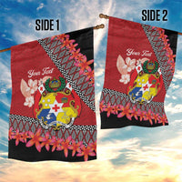 Personalised Tonga Language Week Garden Flag Malo e Lelei Tongan Ngatu Pattern - Red LT14 - Polynesian Pride