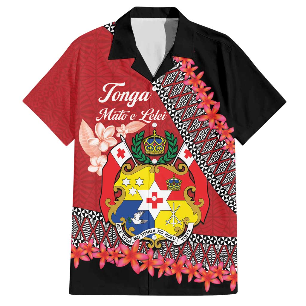 Personalised Tonga Language Week Hawaiian Shirt Malo e Lelei Tongan Ngatu Pattern - Red