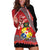 Personalised Tonga Language Week Hoodie Dress Malo e Lelei Tongan Ngatu Pattern - Red