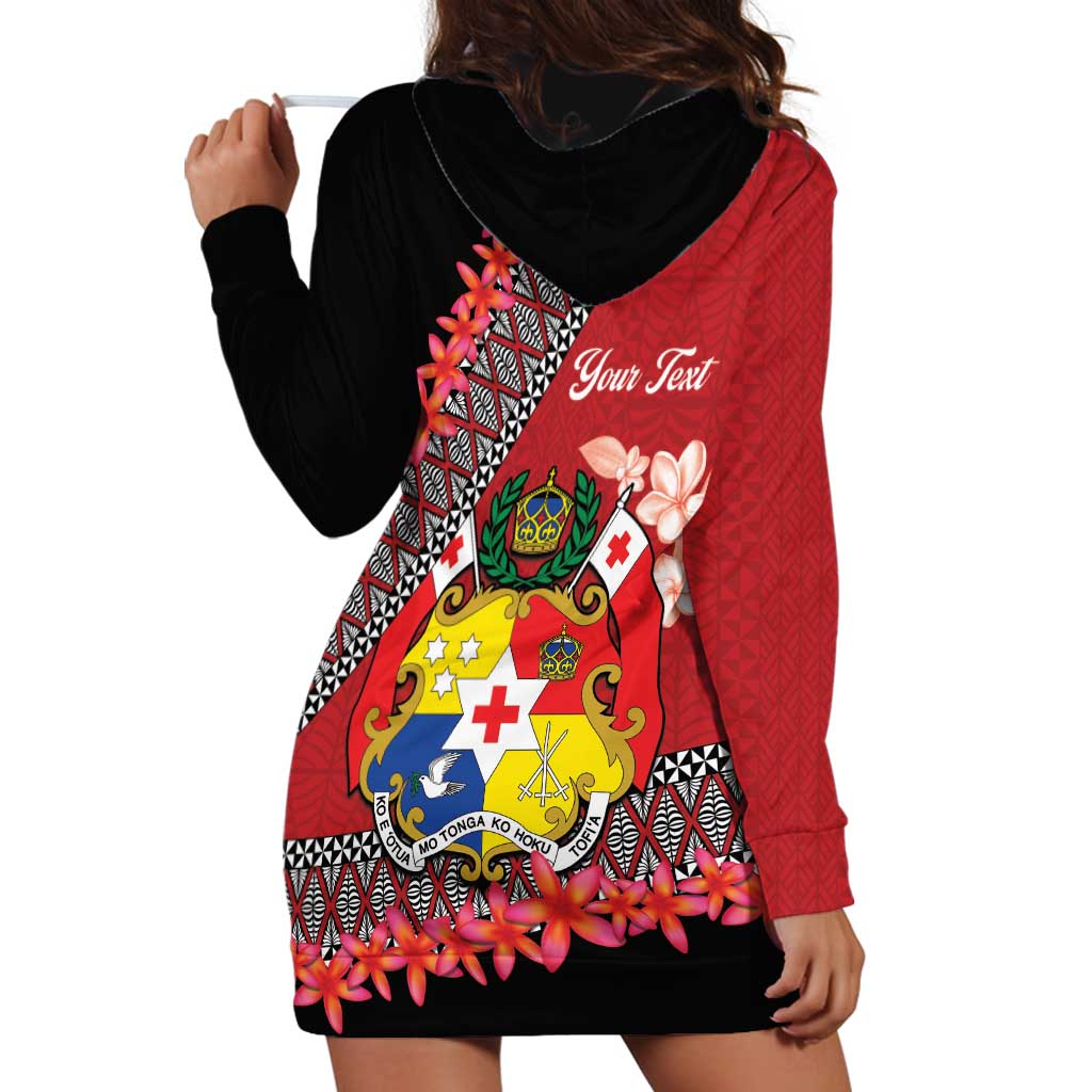 Personalised Tonga Language Week Hoodie Dress Malo e Lelei Tongan Ngatu Pattern - Red LT14 - Polynesian Pride
