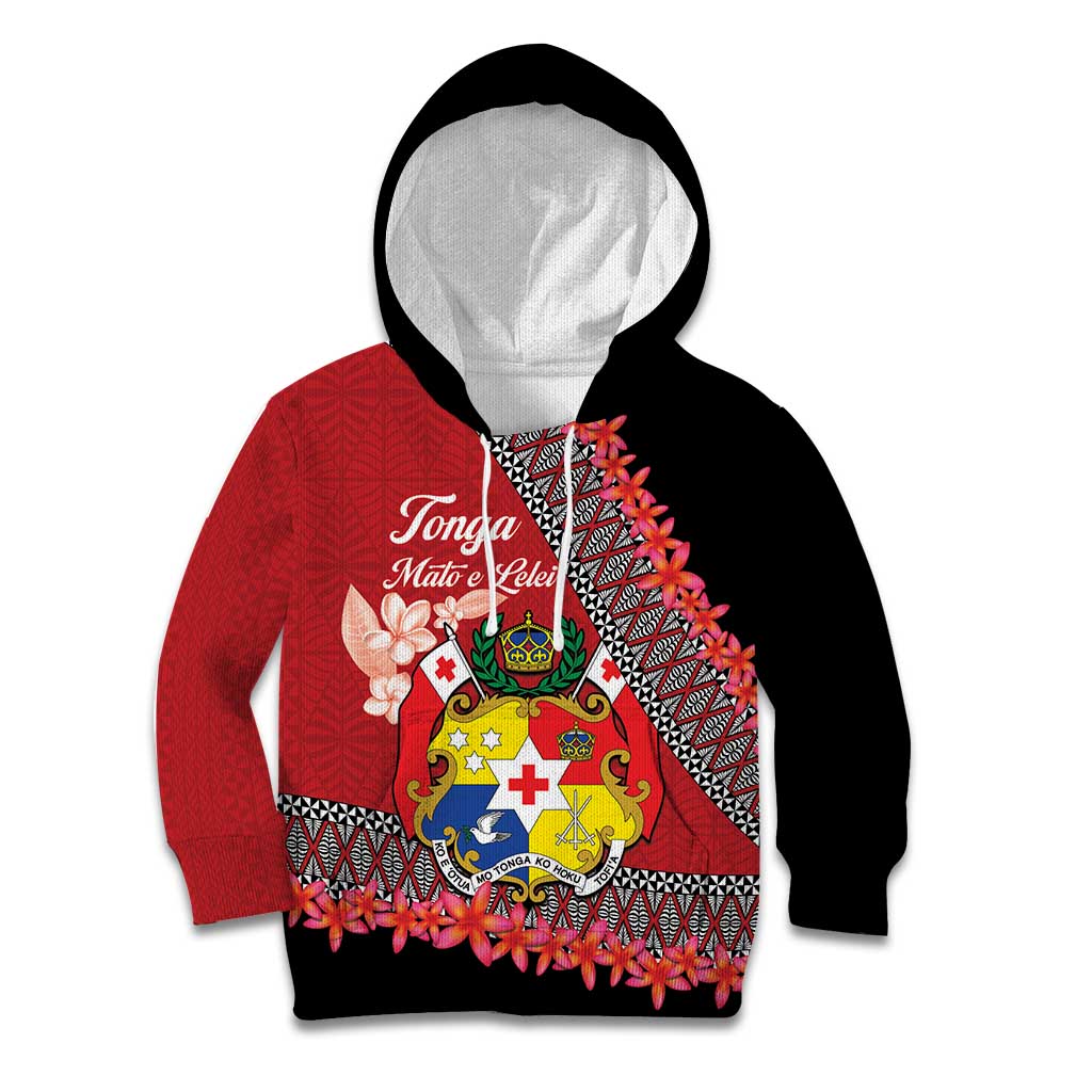 Personalised Tonga Language Week Kid Hoodie Malo e Lelei Tongan Ngatu Pattern - Red