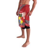 Personalised Tonga Language Week Lavalava Malo e Lelei Tongan Ngatu Pattern - Red LT14 - Polynesian Pride