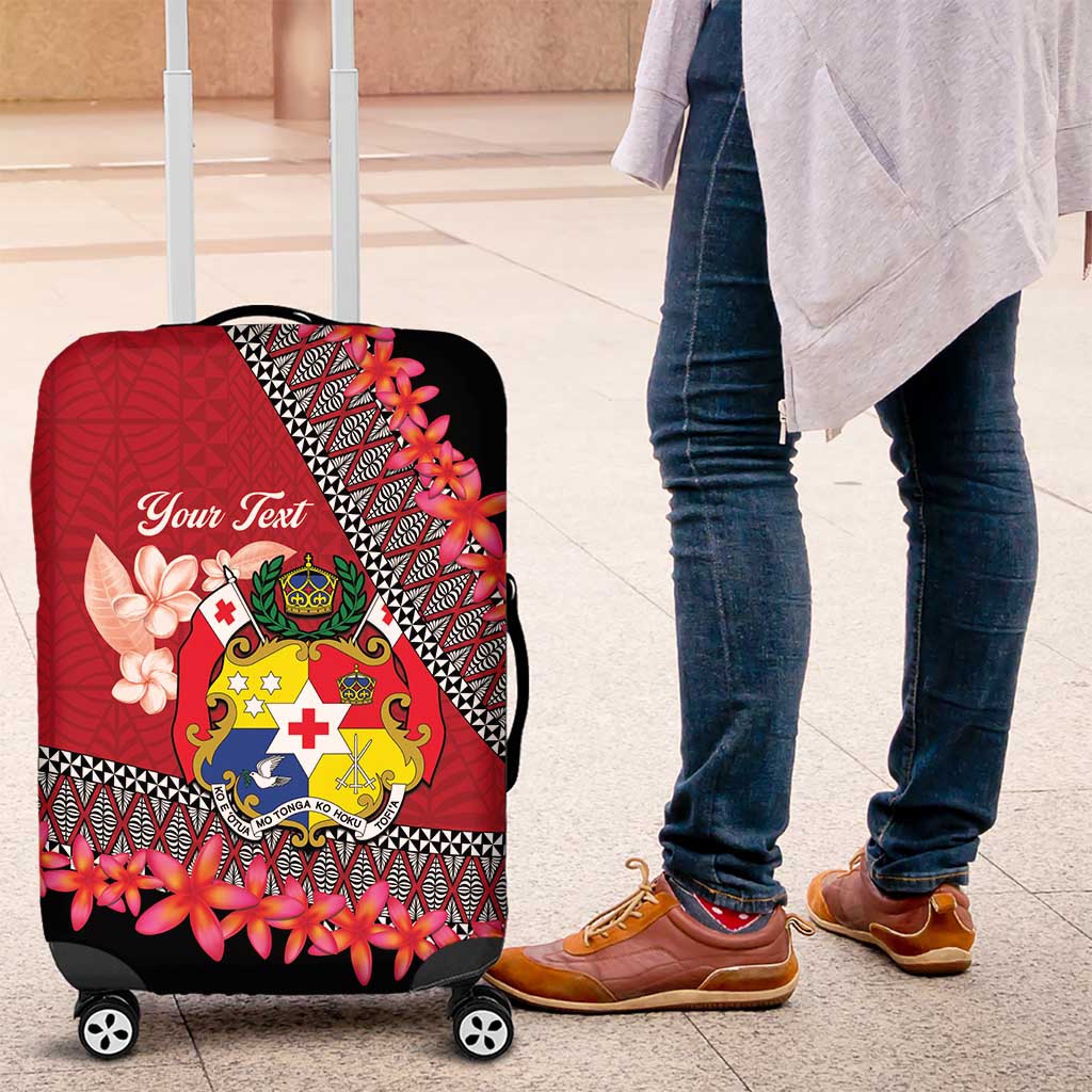 Personalised Tonga Language Week Luggage Cover Malo e Lelei Tongan Ngatu Pattern - Red