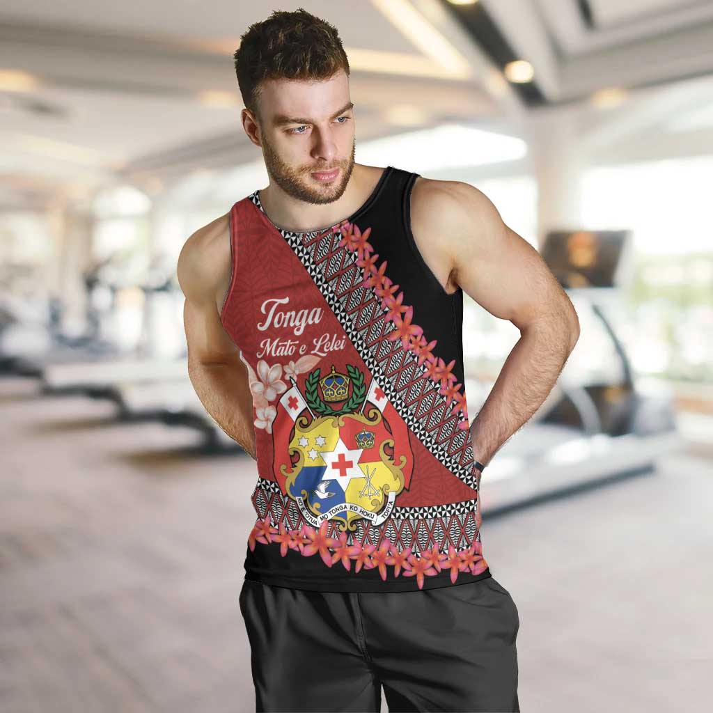 Personalised Tonga Language Week Men Tank Top Malo e Lelei Tongan Ngatu Pattern - Red