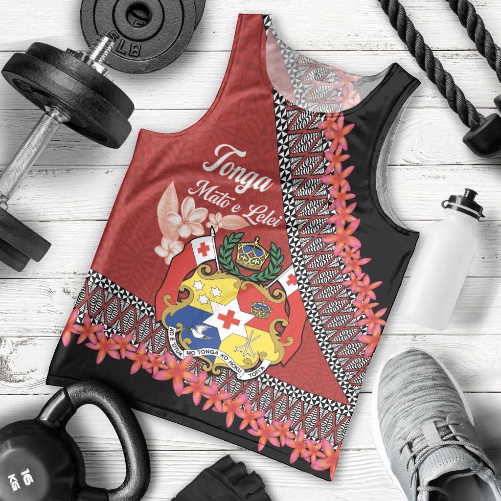 Personalised Tonga Language Week Men Tank Top Malo e Lelei Tongan Ngatu Pattern - Red LT14 - Polynesian Pride