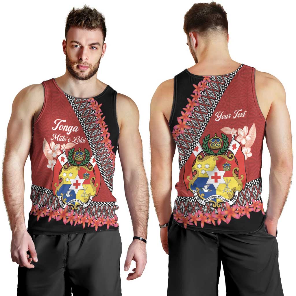 Personalised Tonga Language Week Men Tank Top Malo e Lelei Tongan Ngatu Pattern - Red LT14 - Polynesian Pride