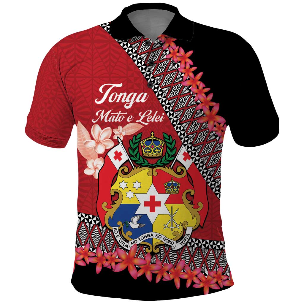 Personalised Tonga Language Week Polo Shirt Malo e Lelei Tongan Ngatu Pattern - Red