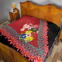Personalised Tonga Language Week Quilt Malo e Lelei Tongan Ngatu Pattern - Red