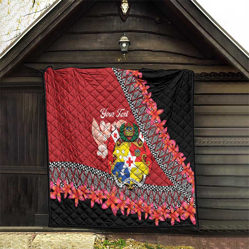Personalised Tonga Language Week Quilt Malo e Lelei Tongan Ngatu Pattern - Red