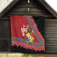 Personalised Tonga Language Week Quilt Malo e Lelei Tongan Ngatu Pattern - Red