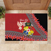 Personalised Tonga Language Week Rubber Doormat Malo e Lelei Tongan Ngatu Pattern - Red LT14 Red - Polynesian Pride