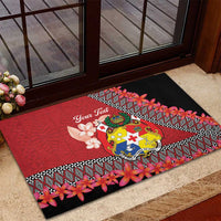 Personalised Tonga Language Week Rubber Doormat Malo e Lelei Tongan Ngatu Pattern - Red LT14 - Polynesian Pride