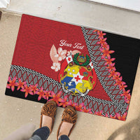 Personalised Tonga Language Week Rubber Doormat Malo e Lelei Tongan Ngatu Pattern - Red LT14 - Polynesian Pride
