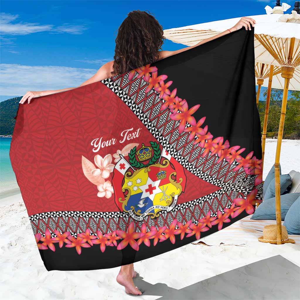 Personalised Tonga Language Week Sarong Malo e Lelei Tongan Ngatu Pattern - Red