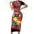 Personalised Tonga Language Week Short Sleeve Bodycon Dress Malo e Lelei Tongan Ngatu Pattern - Red