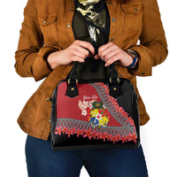 Personalised Tonga Language Week Shoulder Handbag Malo e Lelei Tongan Ngatu Pattern - Red