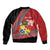 Personalised Tonga Language Week Sleeve Zip Bomber Jacket Malo e Lelei Tongan Ngatu Pattern - Red