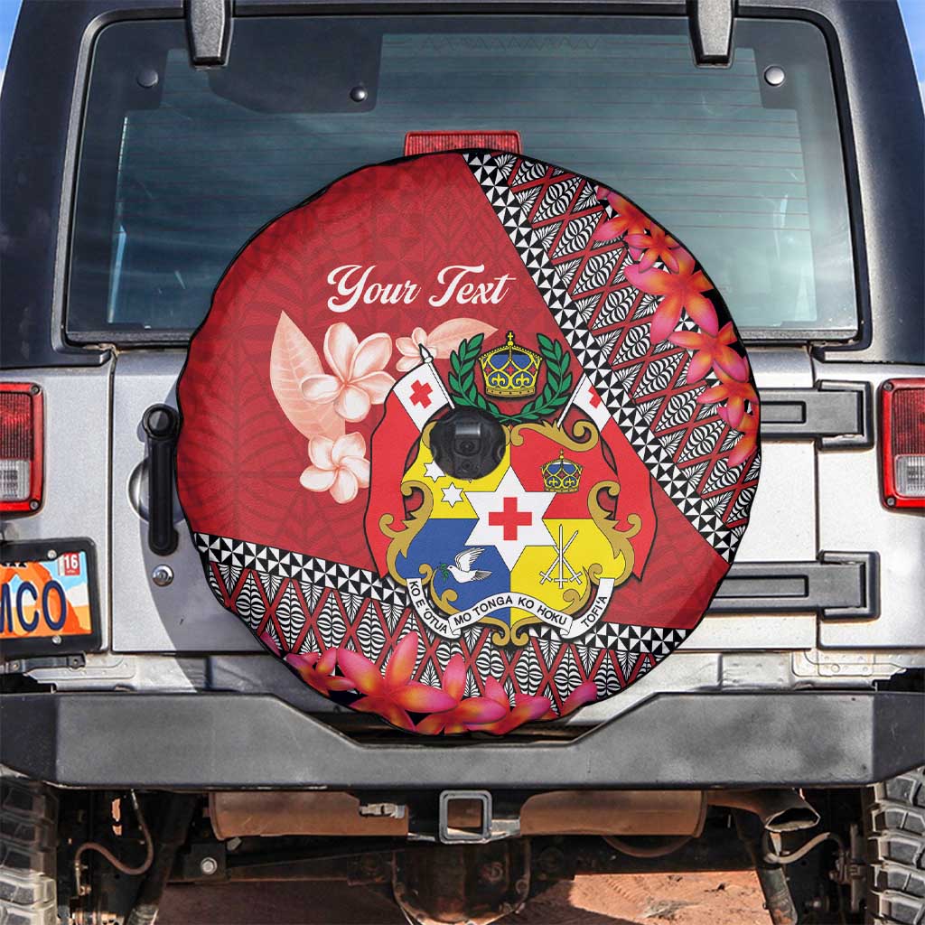 Personalised Tonga Language Week Spare Tire Cover Malo e Lelei Tongan Ngatu Pattern - Red LT14 Red - Polynesian Pride