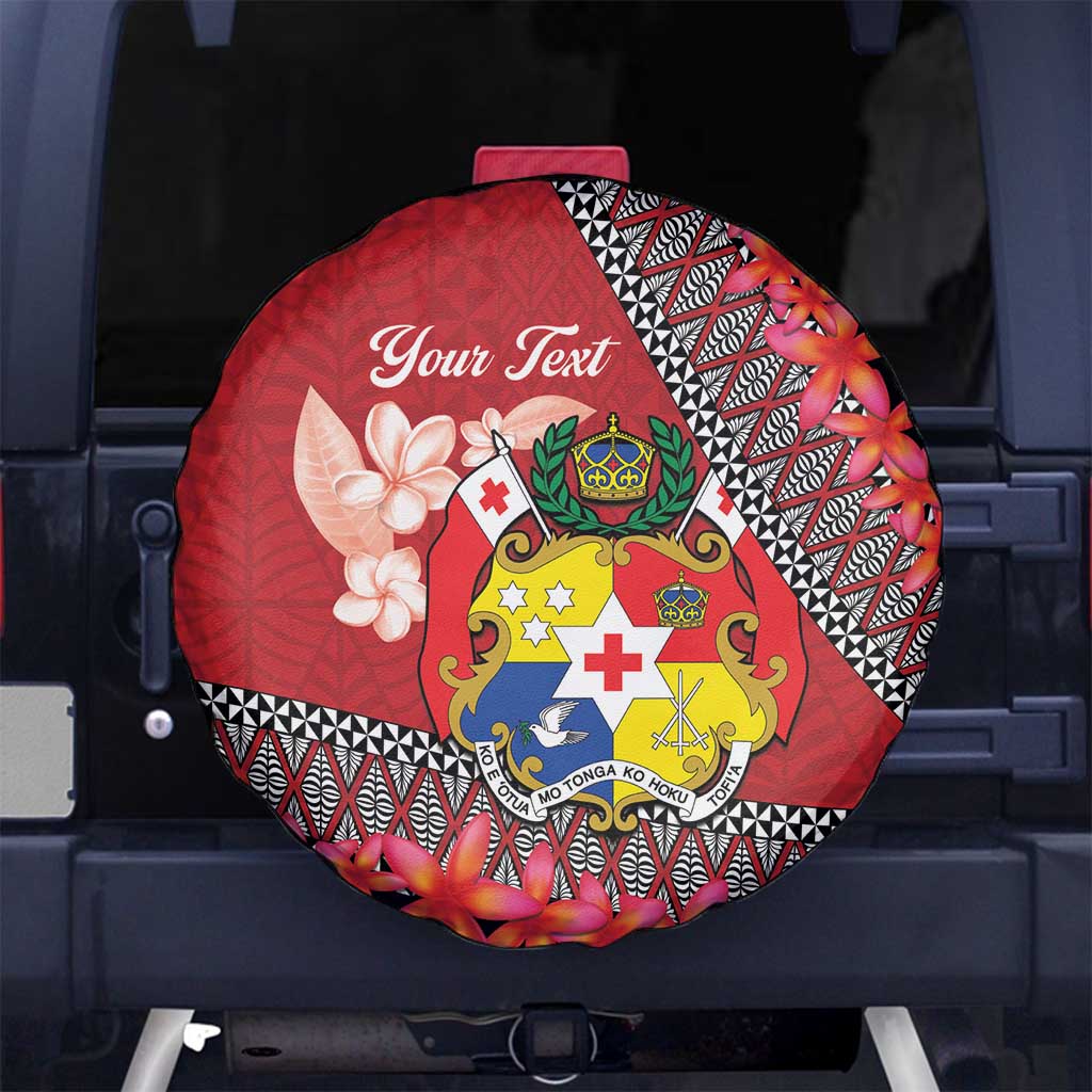 Personalised Tonga Language Week Spare Tire Cover Malo e Lelei Tongan Ngatu Pattern - Red LT14 - Polynesian Pride