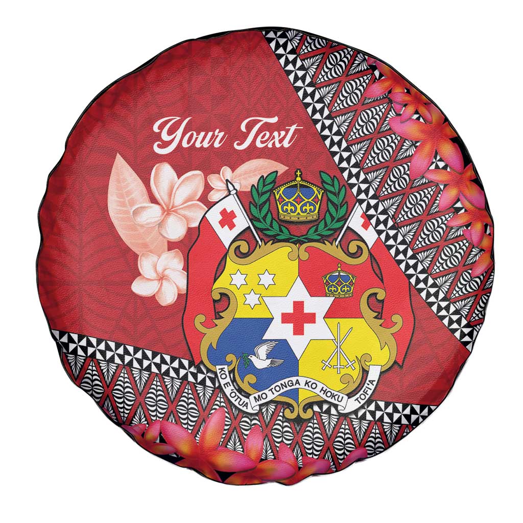 Personalised Tonga Language Week Spare Tire Cover Malo e Lelei Tongan Ngatu Pattern - Red LT14 - Polynesian Pride