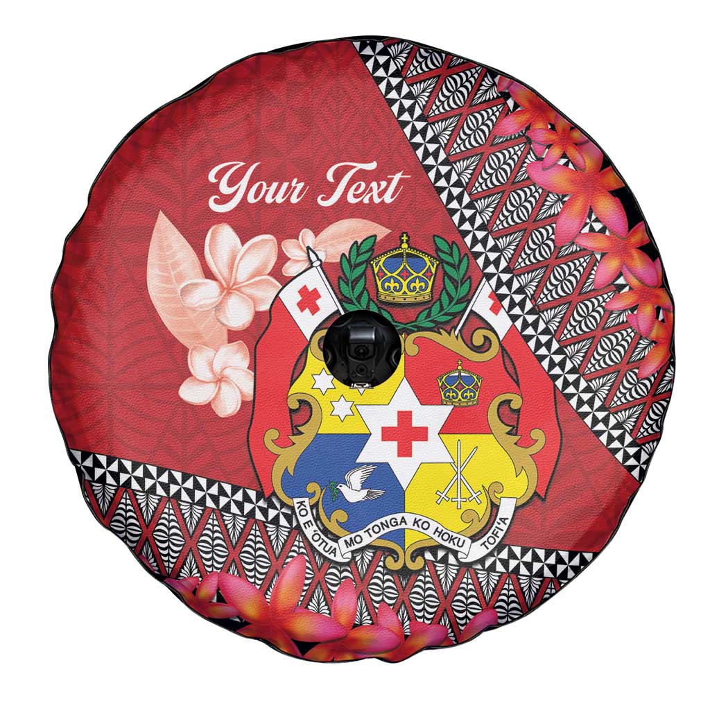 Personalised Tonga Language Week Spare Tire Cover Malo e Lelei Tongan Ngatu Pattern - Red LT14 - Polynesian Pride