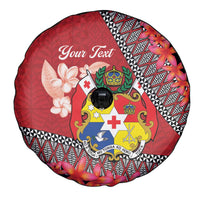 Personalised Tonga Language Week Spare Tire Cover Malo e Lelei Tongan Ngatu Pattern - Red LT14 - Polynesian Pride