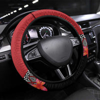 Tonga Language Week Steering Wheel Cover Malo e Lelei Tongan Ngatu Pattern - Red LT14 Universal Fit Red - Polynesian Pride