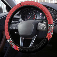 Tonga Language Week Steering Wheel Cover Malo e Lelei Tongan Ngatu Pattern - Red LT14 - Polynesian Pride