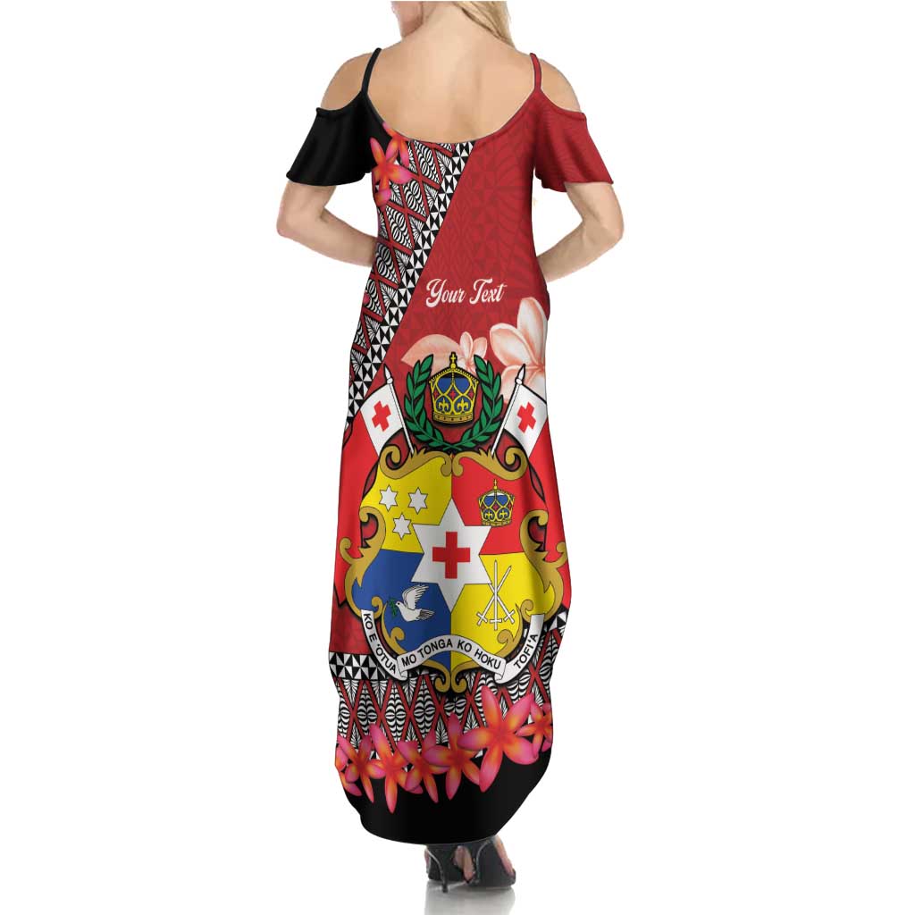 Personalised Tonga Language Week Summer Maxi Dress Malo e Lelei Tongan Ngatu Pattern - Red LT14 - Polynesian Pride