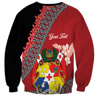 Personalised Tonga Language Week Sweatshirt Malo e Lelei Tongan Ngatu Pattern - Red LT14 - Polynesian Pride
