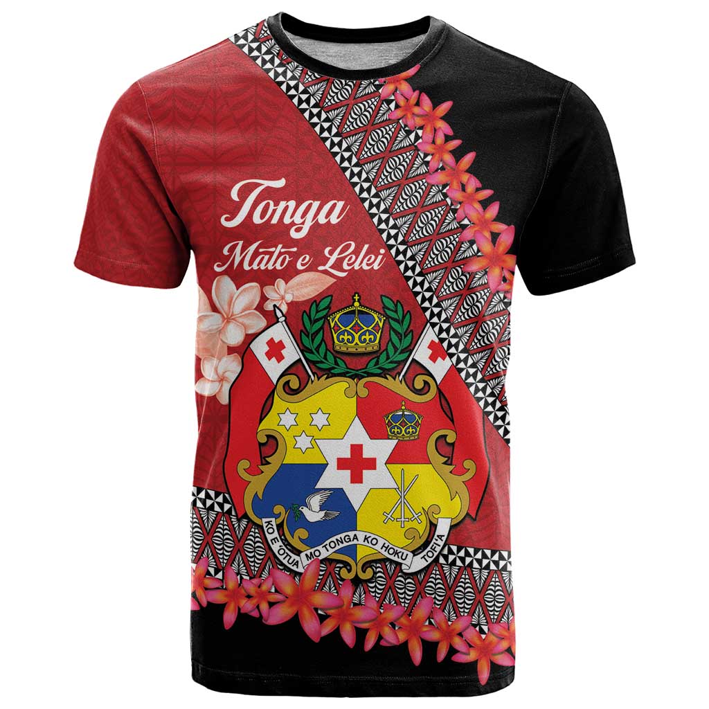 Personalised Tonga Language Week T Shirt Malo e Lelei Tongan Ngatu Pattern - Red