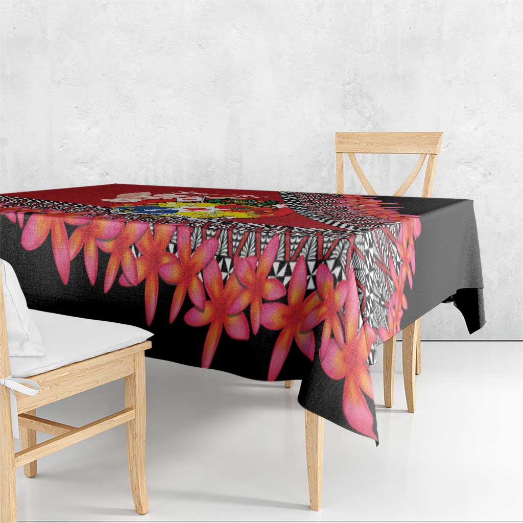 Personalised Tonga Language Week Tablecloth Malo e Lelei Tongan Ngatu Pattern - Red LT14 - Polynesian Pride